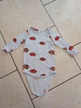 Kate Quinn Long Sleeve Fish Print Baby Bodysuit